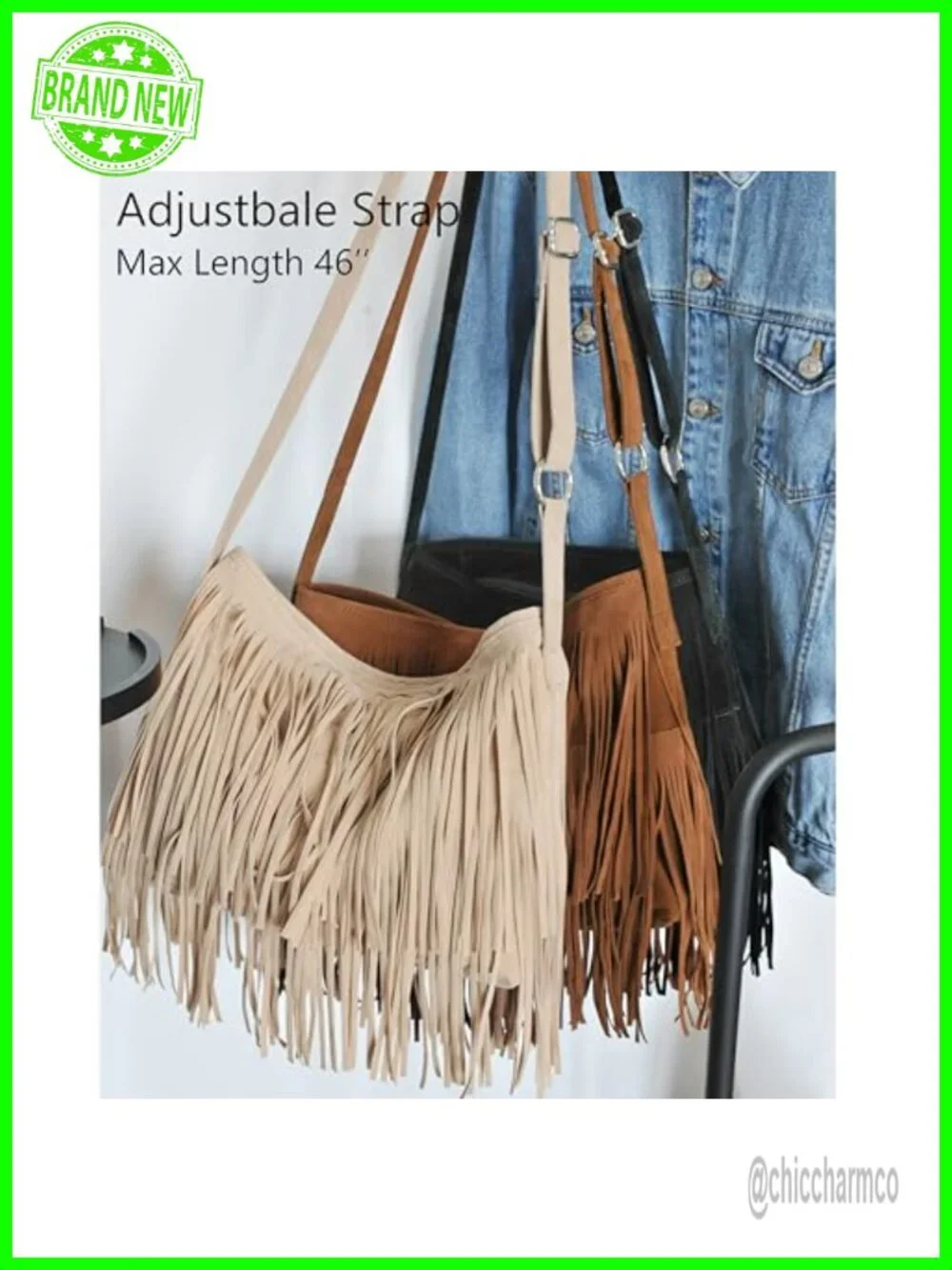Tassel Faux Suede Leather Hobo Crossbody Shoulder Bag
